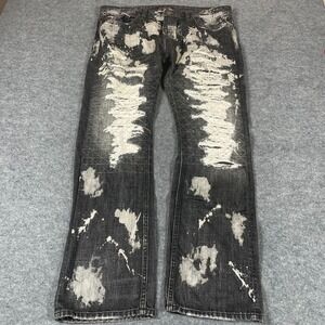 Cult Of Individuality Jeans Mens 38x34 Distressed Straight Japanese Selvedge
